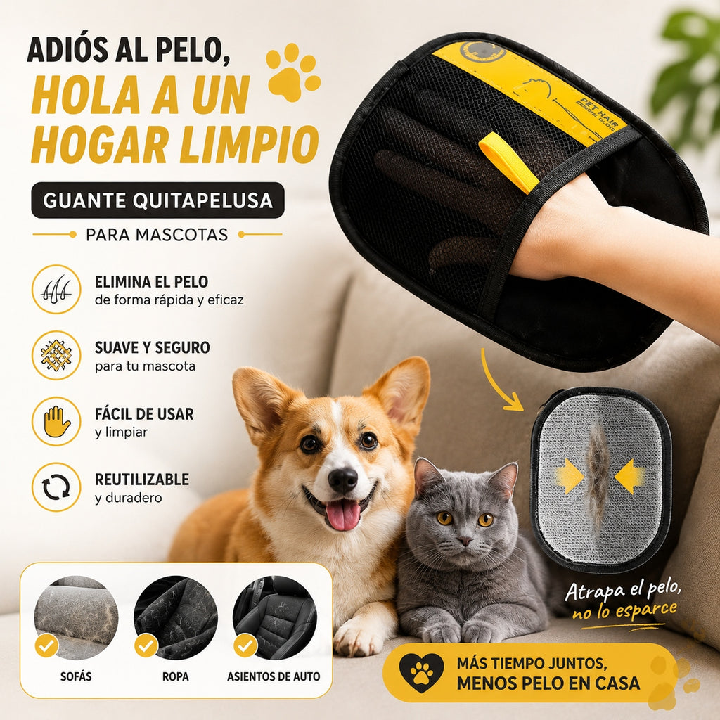 Guante Quita Pelos Color Negro - Talla Unica